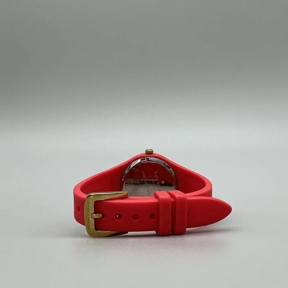 Kate Spade Live Colorfully Womens Watch 30mm Red Dial Gold Tone 0762 New Battery